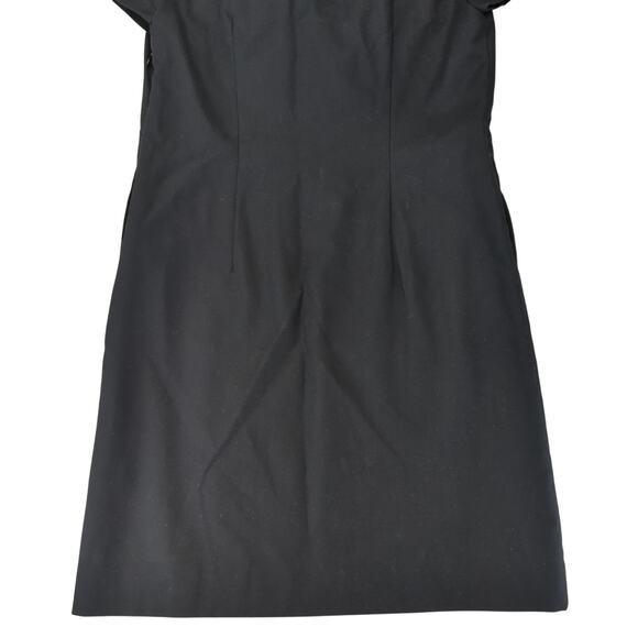 J.Crew Y2K Black Shift Dress Sz 6 100% Wool Ruffle Short Sleeve Midi Knee Length - Picture 6 of 8